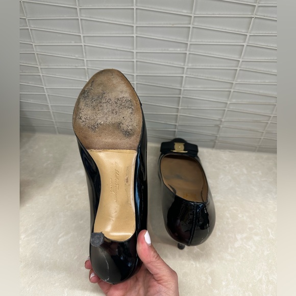 Salvatore Ferragamo Black Patent Leather Pumps - Picture 5 of 6